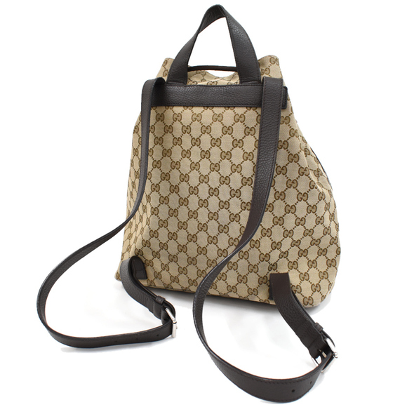 Gucci Backpack Rucksack GG Canvas Leather Beige Brown - Picture 4 of 8
